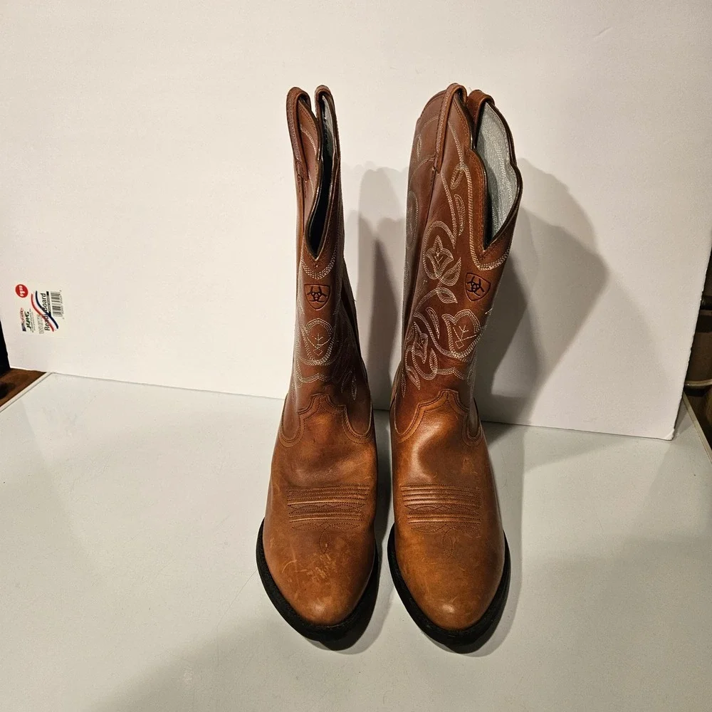 Ariat Heritage Western Boots Womens 8.5B Brown Leather R-Toe 10004376